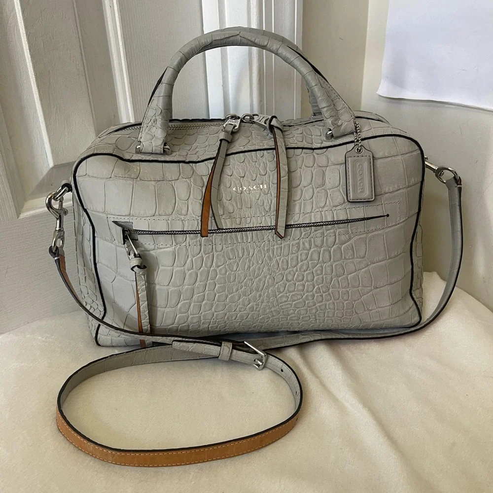 Coach Bleecker Pinnacle Toaster Satchel in Matte Croc Embossed Leather EUC - Picture 15 of 15